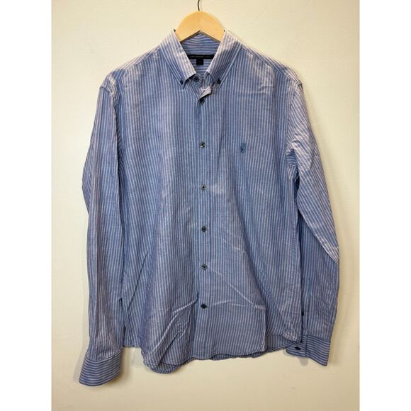 John Varvatos Star USA Men's Size Medium Blue White Button-Up Shirt Striped - Picture 1 of 7